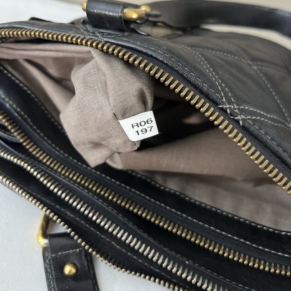 Marc Jacobs Quilted Leather Satchel Tote Black Gold Hardware Made in Italy - Picture 8 of 17